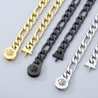 Titanium Steel 18K Gold Plated Simple Style Polishing Inlay Geometric Glass Bracelets Necklace main image 4