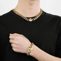 Stainless Steel 18K Gold Plated Hip-Hop Simple Style Polishing Inlay Geometric Glass Bracelets Necklace main image 5