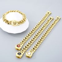 Titanium Steel 18K Gold Plated Hip-Hop Plating Inlay Geometric Artificial Crystal Bracelets Necklace main image 1