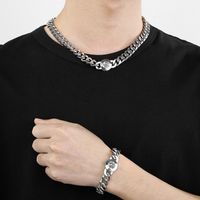 Titanium Steel 18K Gold Plated Hip-Hop Plating Inlay Geometric Artificial Crystal Bracelets Necklace main image 5