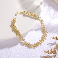 Vintage Style Solid Color Copper Brass 18k Gold Plated Gold Plated Zircon Bracelets In Bulk main image 5