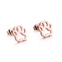 1 Pair Vintage Style Paw Print Plating Stainless Steel 18K Gold Plated Ear Studs main image 5