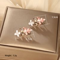 1 Pair Vintage Style Xuping Ginkgo Leaf Plating Alloy Copper Alloy 18k Gold Plated Ear Studs sku image 2