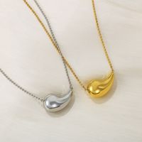 Stainless Steel 18K Gold Plated Simple Style Commute Plating Chain Water Droplets Solid Color Necklace main image 1
