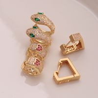1 Pair Ig Style Simple Style Heart Shape Snake Plating Inlay Copper Zircon 18k Gold Plated Hoop Earrings main image 1