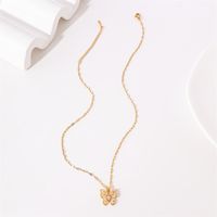 Stainless Steel Titanium Steel 18K Gold Plated Simple Style Plating Inlay Butterfly Zircon Pendant Necklace main image 3
