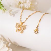 Stainless Steel Titanium Steel 18K Gold Plated Simple Style Plating Inlay Butterfly Zircon Pendant Necklace main image 4