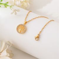 Stainless Steel Titanium Steel 18K Gold Plated Simple Style Plating Inlay Tree Zircon Pendant Necklace main image 5