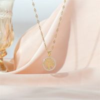 Stainless Steel Titanium Steel 18K Gold Plated Simple Style Plating Inlay Tree Zircon Pendant Necklace main image 4