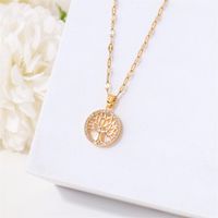 Stainless Steel Titanium Steel 18K Gold Plated Simple Style Plating Inlay Tree Zircon Pendant Necklace main image 1