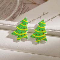 1 Pair Simple Style Geometric Christmas Tree Plating Arylic Drop Earrings sku image 2