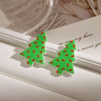1 Pair Simple Style Geometric Christmas Tree Plating Arylic Drop Earrings sku image 3
