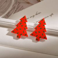 1 Pair Simple Style Geometric Christmas Tree Plating Arylic Drop Earrings sku image 4