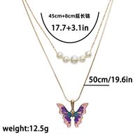 Mode Papillon Alliage Placage Perles Artificielles Collier main image 6