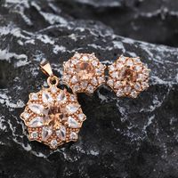 Shiny Flower Brass 18k Gold Plated Rose Gold Plated Zircon Charms Earrings In Bulk main image 3