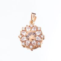 Shiny Flower Brass 18k Gold Plated Rose Gold Plated Zircon Charms Earrings In Bulk sku image 2