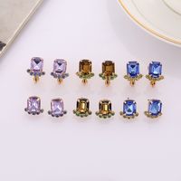 1 Pair Simple Style Geometric Solid Color Plating Artificial Crystal Ear Studs main image 1