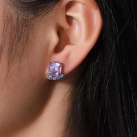 1 Paire Style Simple Géométrique Couleur Unie Placage Cristal Artificiel Boucles D'oreilles main image 3