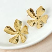 1 Pair Elegant Romantic Sweet Flower Plating 304 Stainless Steel 14K Gold Plated Ear Studs sku image 1