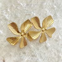 1 Pair Elegant Romantic Sweet Flower Plating 304 Stainless Steel 14K Gold Plated Ear Studs main image 4