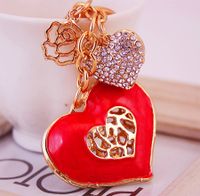 Simple Style Heart Shape Alloy Inlay Rhinestones Women's Keychain sku image 2