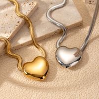 Wholesale French Style Simple Style Heart Shape Stainless Steel Plating 18k Gold Plated Jewelry Set main image 8