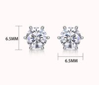 1 Pair Simple Style Geometric Solid Color Gra Plating Inlay Sterling Silver Moissanite Ear Studs main image 2