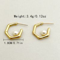 1 Pair Casual Elegant Classical Geometric Plating 304 Stainless Steel Pearl 14K Gold Plated Ear Studs main image 2