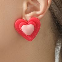 1 Pair Y2k Cute Sweet Heart Shape Arylic Ear Studs main image 4