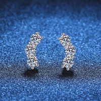 1 Pair Elegant Glam Solid Color Plating Inlay Sterling Silver Zircon White Gold Plated Ear Studs main image 1