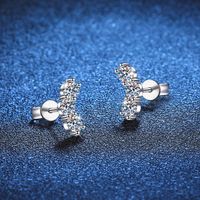 1 Pair Elegant Glam Solid Color Plating Inlay Sterling Silver Zircon White Gold Plated Ear Studs main image 3