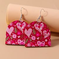 1 Pair Romantic Heart Shape Alloy Wood Drop Earrings main image 10