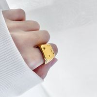 304 Stainless Steel 18K Gold Plated Retro Irregular Plating Geometric Solid Color Rings main image 4
