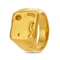 304 Stainless Steel 18K Gold Plated Retro Irregular Plating Geometric Solid Color Rings main image 6