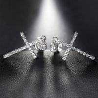 1 Pair Casual Glam Classic Style Cross Plating Inlay Sterling Silver Zircon White Gold Plated Drop Earrings main image 3