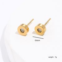 1 Pair Retro Simple Style Round Dots Plating Inlay 201 Stainless Steel Zircon 18K Gold Plated Ear Studs main image 6