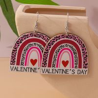 1 Pair Romantic Heart Shape Alloy Wood Drop Earrings sku image 5