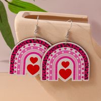 1 Pair Romantic Heart Shape Alloy Wood Drop Earrings sku image 2