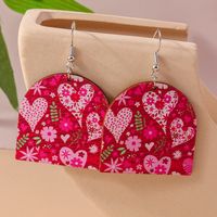 1 Pair Romantic Heart Shape Alloy Wood Drop Earrings sku image 3