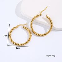 1 Pair Casual Simple Style Round Plating 201 Stainless Steel 18K Gold Plated Hoop Earrings sku image 1