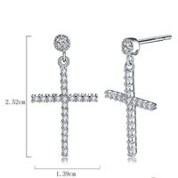 1 Pair Casual Glam Classic Style Cross Plating Inlay Sterling Silver Zircon White Gold Plated Drop Earrings main image 2