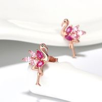 1 Pair Elegant Cartoon Style Swan Plating Inlay Sterling Silver Zircon Rose Gold Plated Ear Studs main image 3