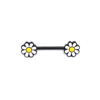 Simple Style Commute Floral Stainless Steel Alloy Epoxy Alloy Titanium Steel Nipple Ring sku image 1