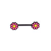 Simple Style Commute Floral Stainless Steel Alloy Epoxy Alloy Titanium Steel Nipple Ring sku image 2