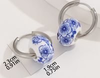 1 Pair Classical Blue And White Porcelain Stainless Steel Ceramics Hoop Earrings main image 2