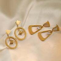 1 Pair Simple Style Commute Butterfly Plating Inlay 304 Stainless Steel Zircon 18K Gold Plated Drop Earrings main image 4