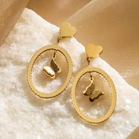 1 Pair Simple Style Commute Butterfly Plating Inlay 304 Stainless Steel Zircon 18K Gold Plated Drop Earrings main image 5