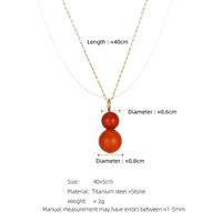 304 Stainless Steel Natural Stone Agate 18K Gold Plated Simple Style Commute Plating Gourd Pendant Necklace main image 2