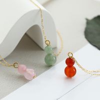 304 Stainless Steel Natural Stone Agate 18K Gold Plated Simple Style Commute Plating Gourd Pendant Necklace main image 1