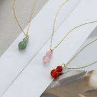 304 Stainless Steel Natural Stone Agate 18K Gold Plated Simple Style Commute Plating Gourd Pendant Necklace main image 6